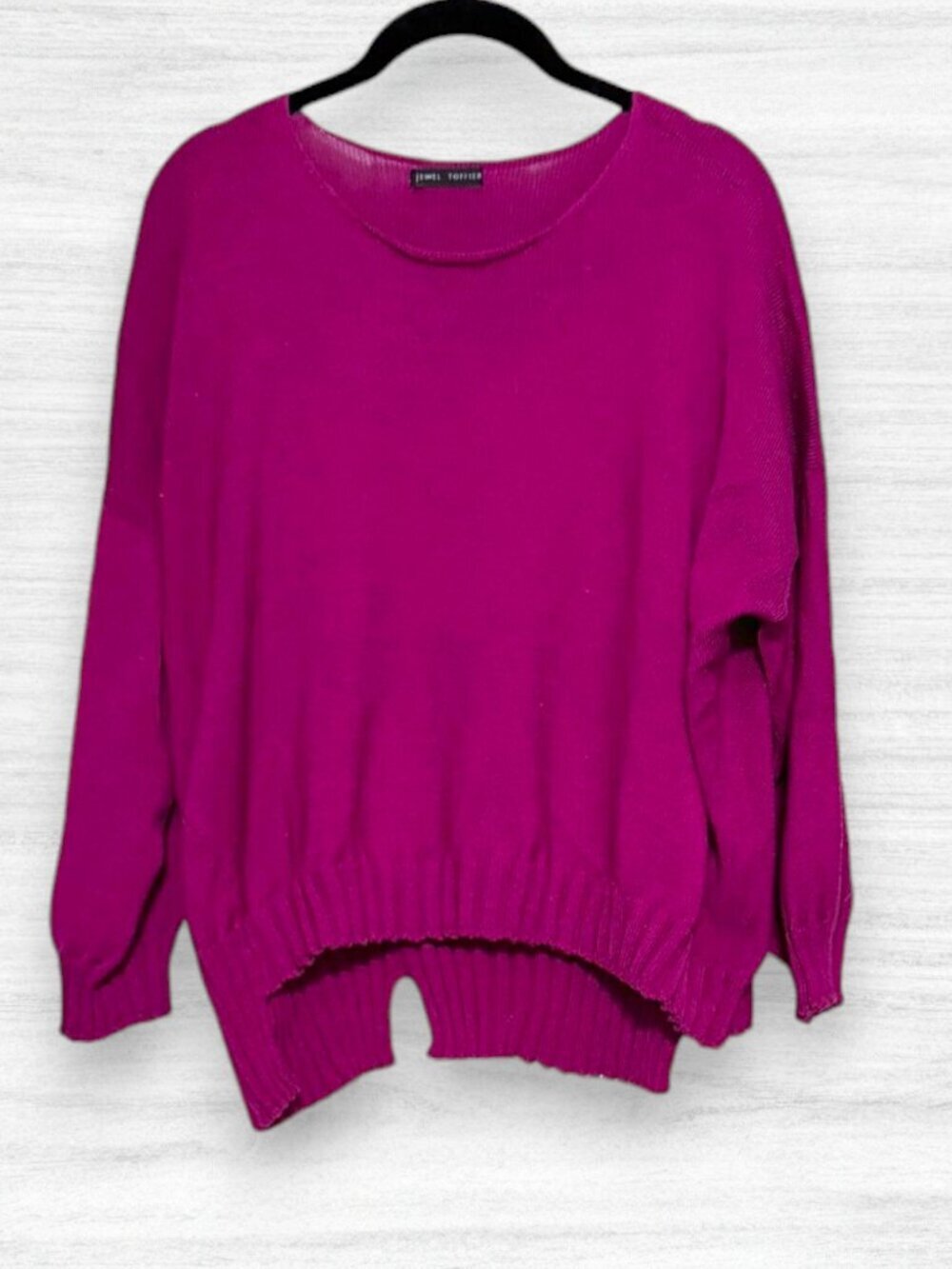 Jewel Toffier Pink Cotton Oversized Hi Low Sweater Dolman Lagenlook Coastal 1/M